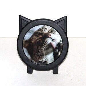 Isaac Jacobs Photo Frame Black Cat Ears modern round fun pet